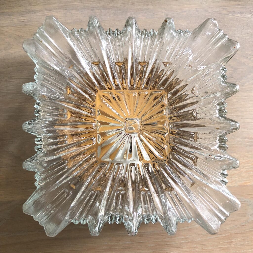 Vintage Glashütte Limburg Iced Glass Flush Mount - top view