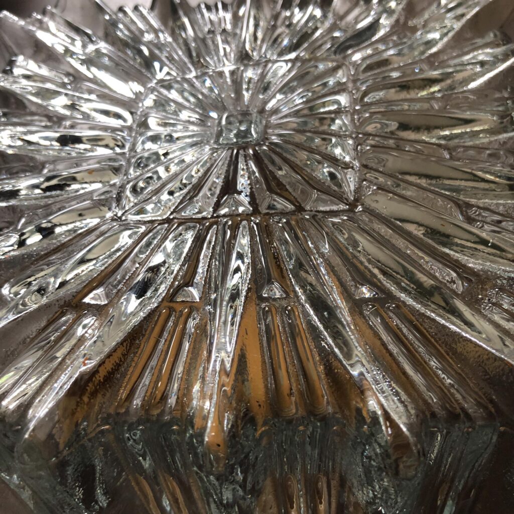 Vintage Glashütte Limburg Iced Glass Flush Mount - detail view