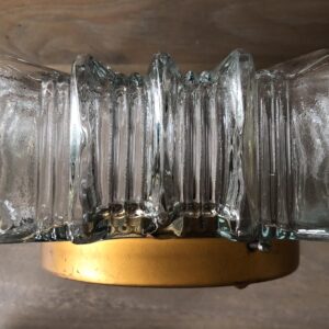 Vintage Glashütte Limburg Iced Glass Flush Mount - side view