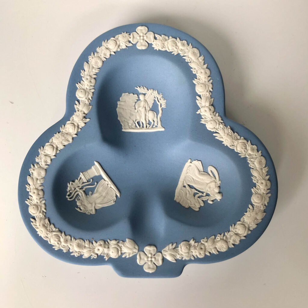 Wedgwood Blue Jasperware Trefoil Dish - Greek Myth - Overview