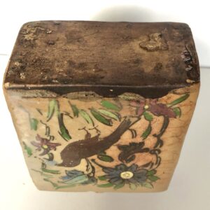 Antique Persian Qajar Pottery Flask – 19th Century Iznik Polychrome Ceramic - bottom