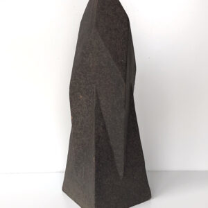 other side view side view HERLIV Brutalist ceramic monolith sculpture in the style of Jan van der Vaart, 30cm geometric stoneware totem with manganese oxide finish.