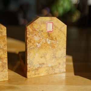 Art Deco Marble Bookends - Yellow Giallo Reale - front view