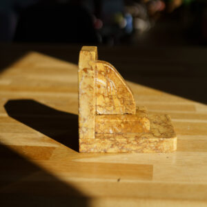 Art Deco Marble Bookends - Yellow Giallo Reale - side view 2