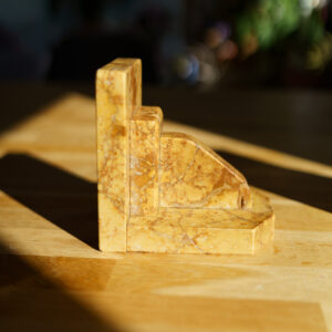 Art Deco Marble Bookends - Yellow Giallo Reale - side view 3