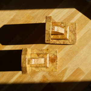Art Deco Marble Bookends - Yellow Giallo Reale - Top view 2