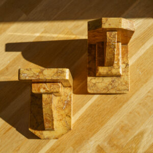 Art Deco Marble Bookends - Yellow Giallo Reale - Top view