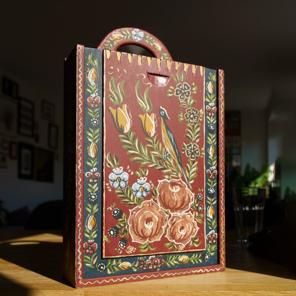 Hindeloopen Hand-Painted Wooden Box - Bird & Floral - front view 3