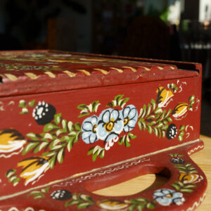 Hindeloopen Hand-Painted Wooden Box - Bird & Floral - detailed view