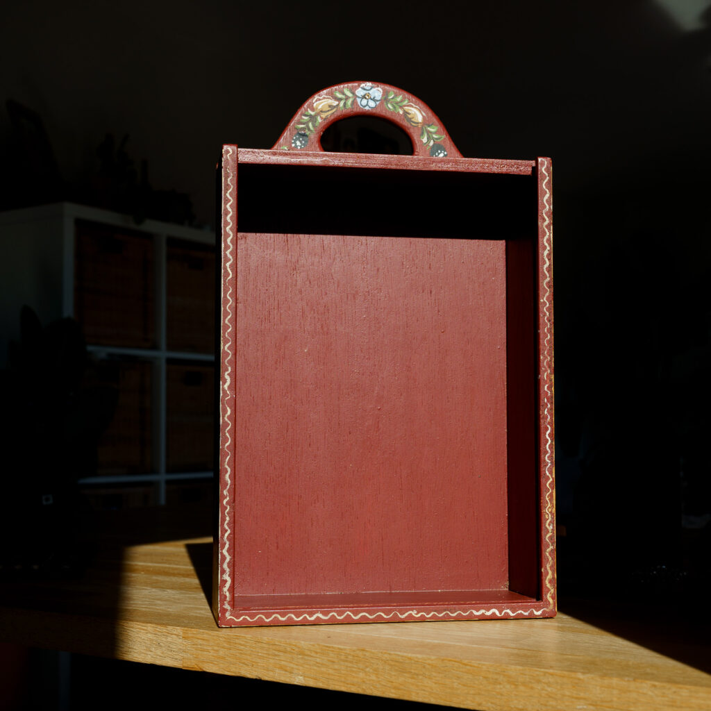 Hindeloopen Hand-Painted Wooden Box - Bird & Floral - open box Front view 2