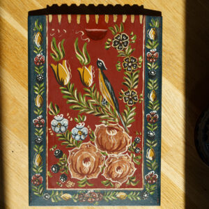 Hindeloopen Hand-Painted Wooden Box - Bird & Floral - top view plate