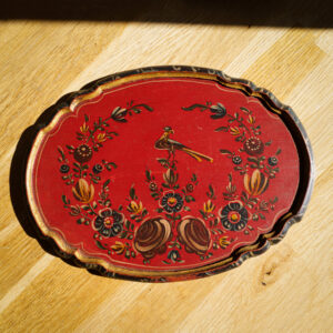 Hindeloopen Hand-Painted Wooden Tray - Bird & Floral - top view