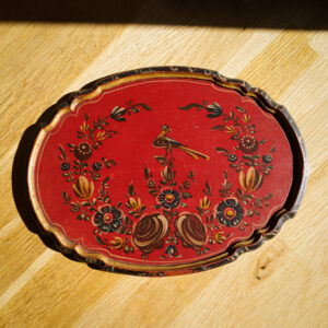 Hindeloopen Hand-Painted Wooden Tray - Bird & Floral - top view 2