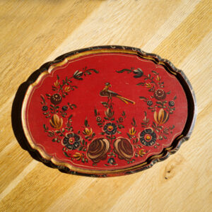 Hindeloopen Hand-Painted Wooden Tray - Bird & Floral - top view 4