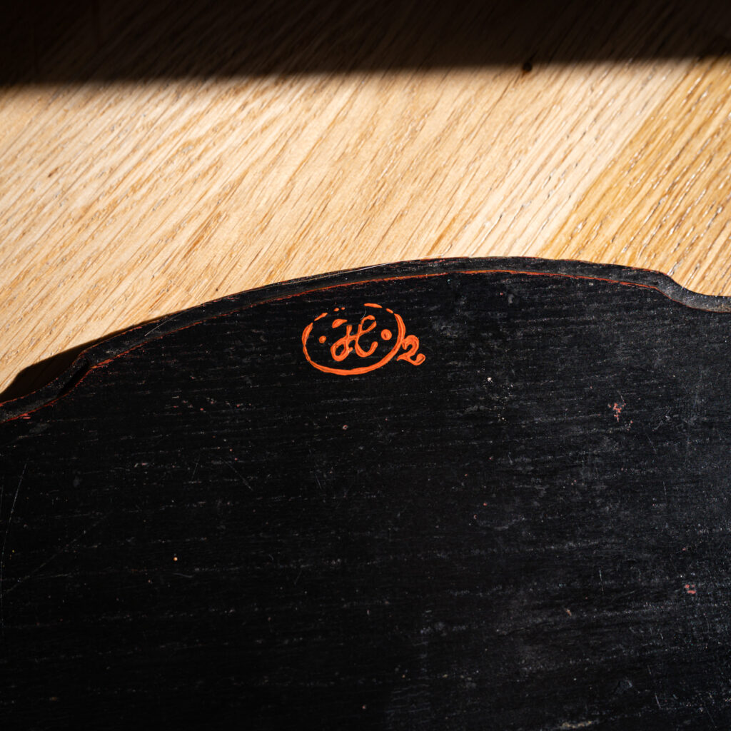 Hindeloopen Hand-Painted Wooden Tray - Bird & Floral - signature detail