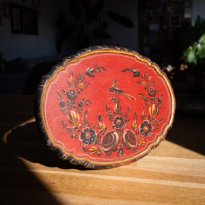 Hindeloopen Hand-Painted Wooden Tray - Bird & Floral - front view
