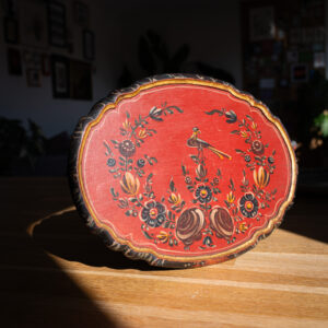 Hindeloopen Hand-Painted Wooden Tray - Bird & Floral - front view 2