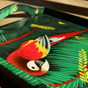 Hand-Painted Tropical Macaws Wooden Tray - detailed view 5