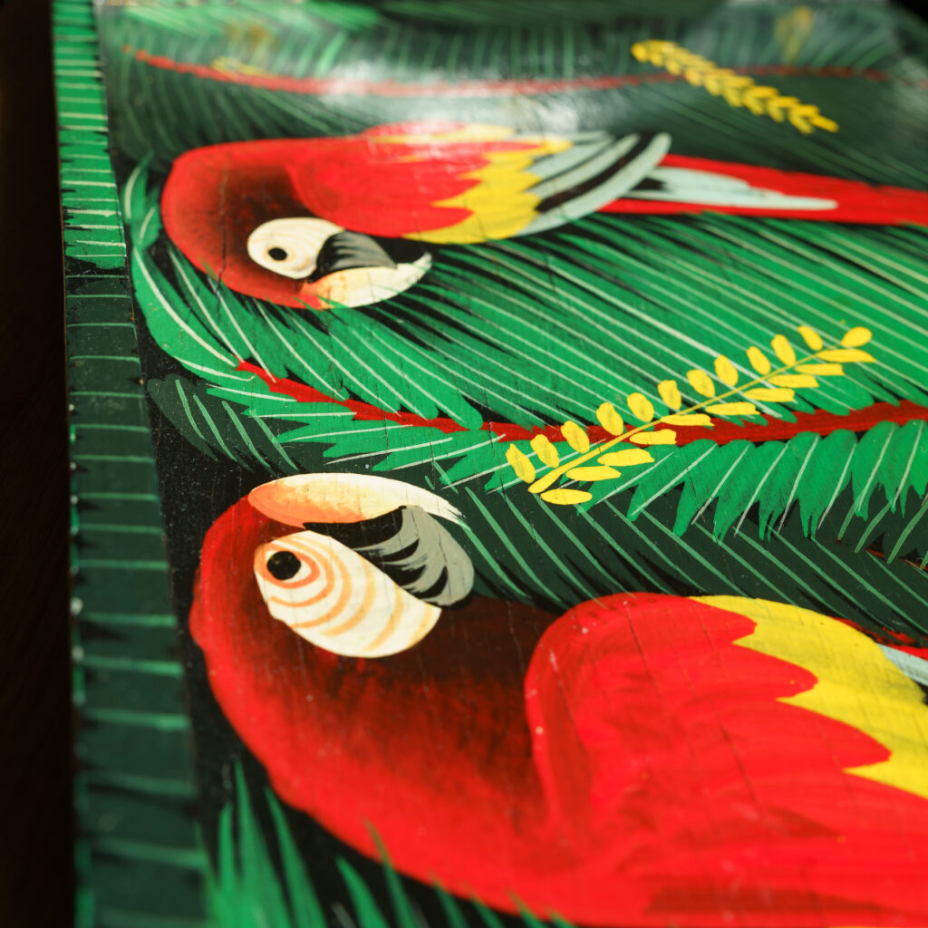 Hand-Painted Tropical Macaws Wooden Tray - detailed view 6