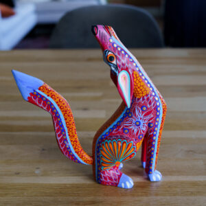 Signed Oaxacan Alebrije – Hand-Painted Howling Coyote
