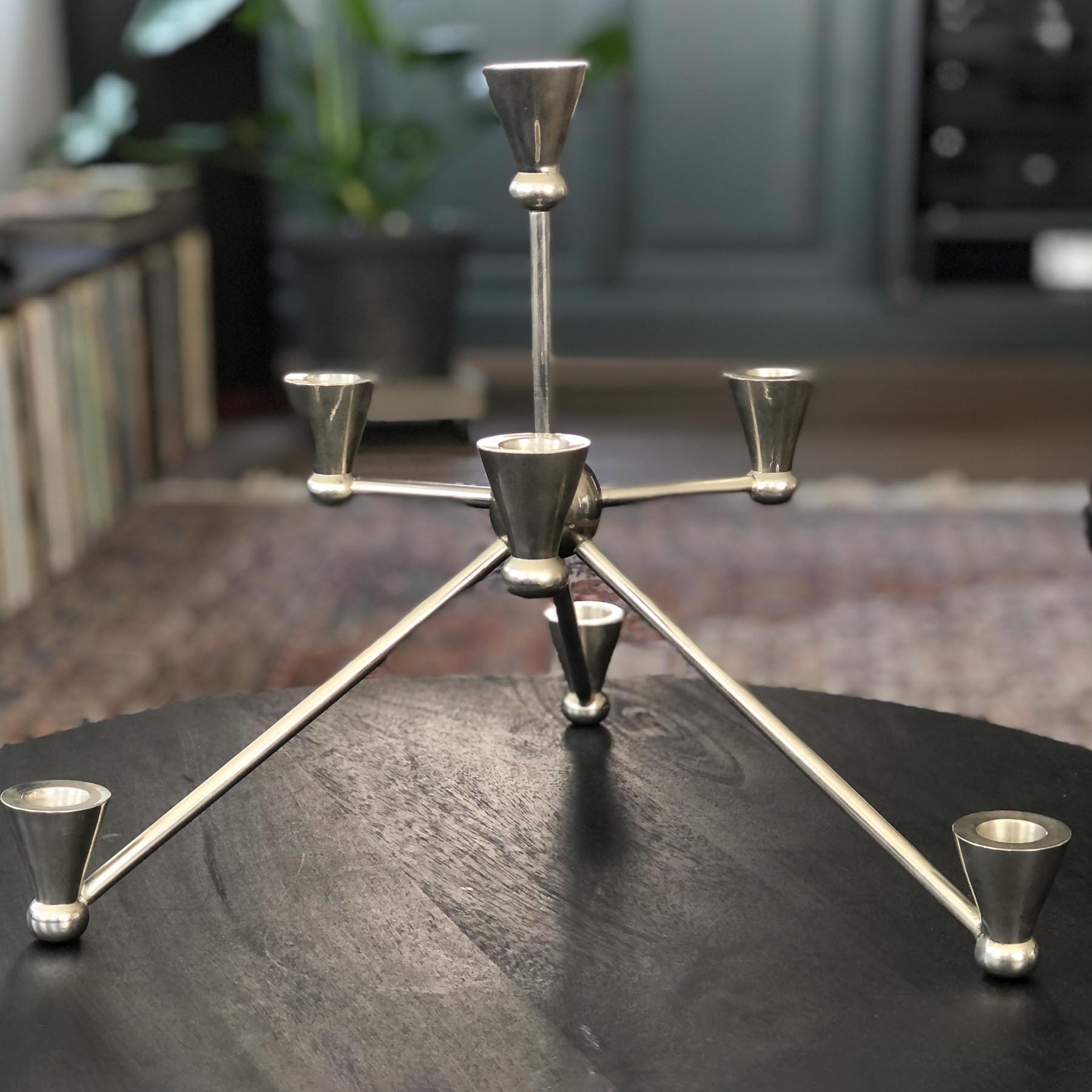 Large Brutalist Candelabra 7-Light Heavy Cast Metal
