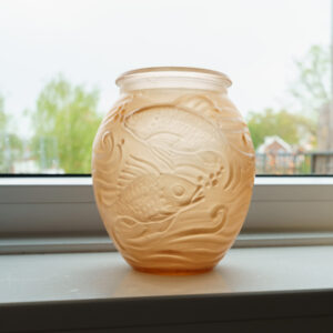 Souchon-Neuvesel Frosted Amber Glass "Poissons" Vase