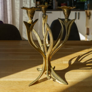 Art Nouveau Style Solid Brass Four-Light Candelabra