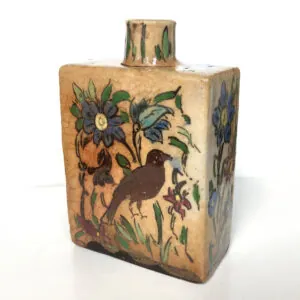 Antique Persian Qajar Pottery Flask - Hand-painted - antieke Perzische Qajar aardewerk fles (foto 3)