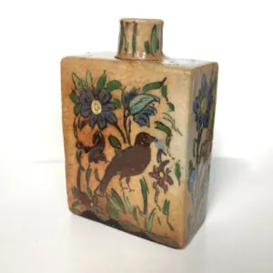 Antique Persian Qajar Pottery Flask - Hand-painted - antieke Perzische Qajar aardewerk fles (foto 4)