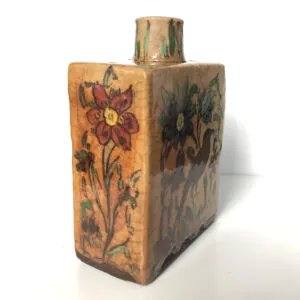 Antique Persian Qajar Pottery Flask - Hand-painted - antieke Perzische Qajar aardewerk fles (foto 5)