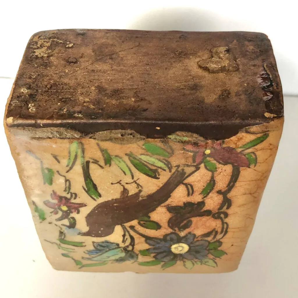 Antique Persian Qajar Pottery Flask - Hand-painted - antieke Perzische Qajar aardewerk fles (foto 6)