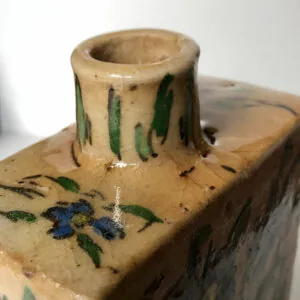 Antique Persian Qajar Pottery Flask - Hand-painted - antieke Perzische Qajar aardewerk fles (foto 9)