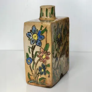 Antique Persian Qajar Pottery Flask - Hand-painted - antieke Perzische Qajar aardewerk fles (foto 7)