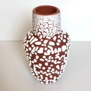 Brown & White Snakeskin Brain Glaze - Studio Vase - studio-aardewerk vaas met slangenhuid glazuur (foto 4)
