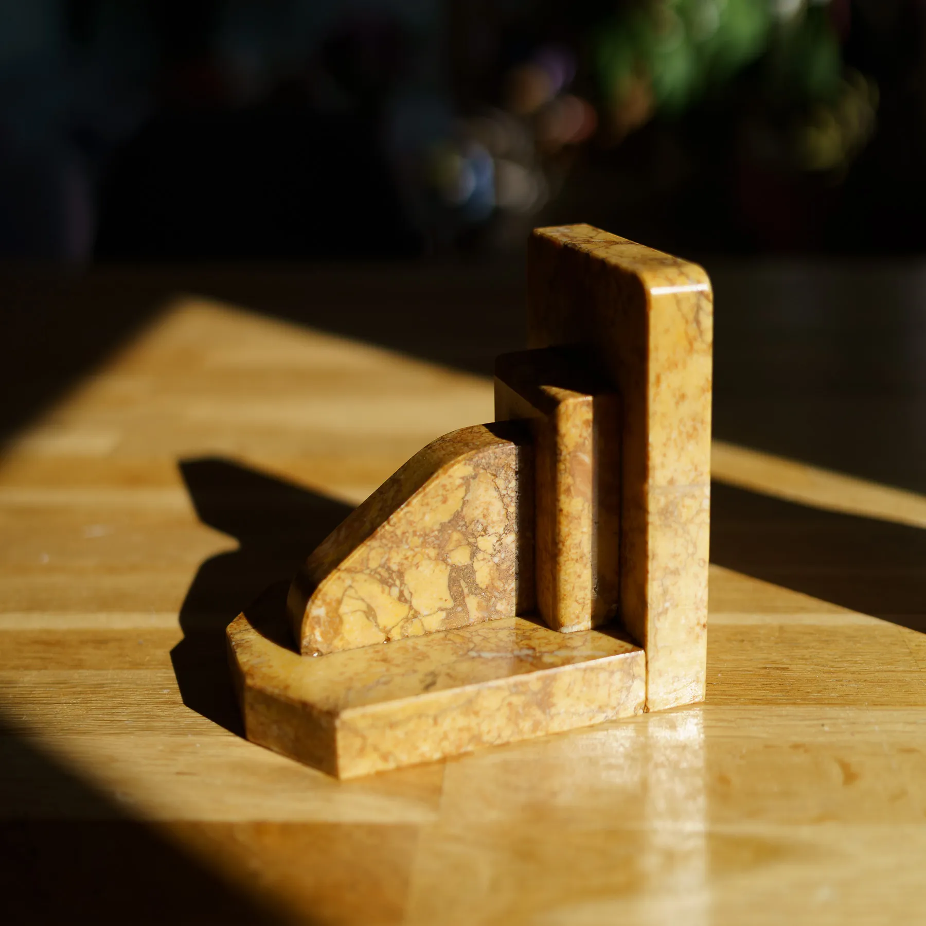 Art Deco Marble Bookends - Yellow Giallo Reale - Art Deco marmeren boekensteunen (foto 11)