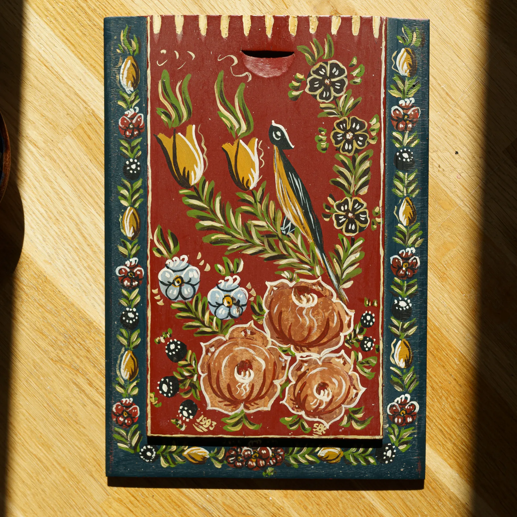 Hindeloopen Hand-Painted Wooden Box - Bird & Floral - Hindelooper handbeschilderd houten kistje (foto 12)