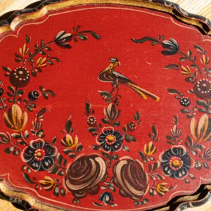 Hindeloopen Hand-Painted Wooden Tray - Bird & Floral - Hindelooper handbeschilderd houten dienblad (foto 3)