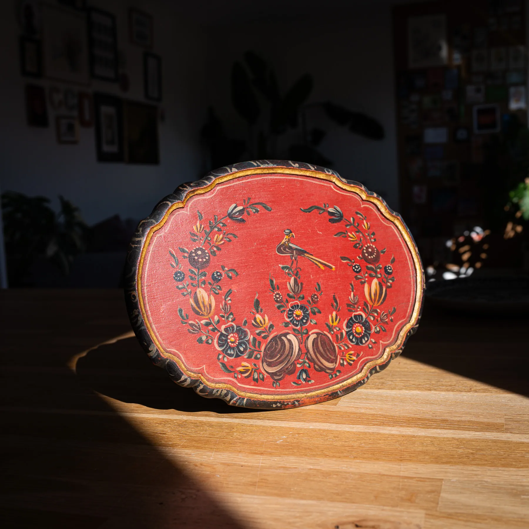 Hindeloopen Hand-Painted Wooden Tray - Bird & Floral - Hindelooper handbeschilderd houten dienblad (foto 16)