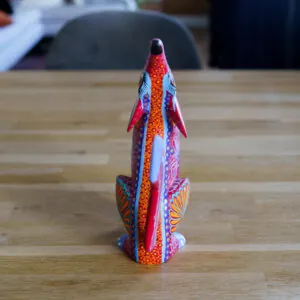 Signed Oaxacan Alebrije – Hand-Painted Howling Coyote - Mexicaanse alebrije, handbeschilderd houtsnijwerk (foto 12)