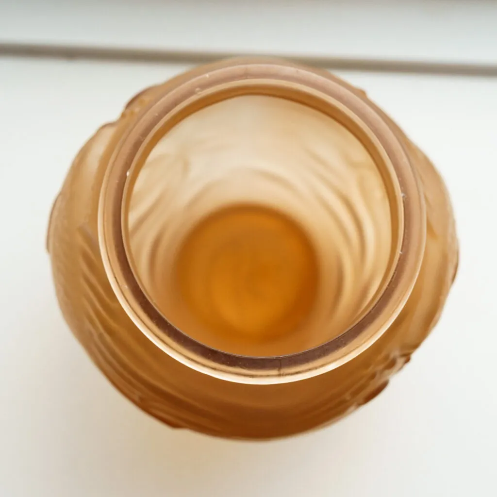 Souchon-Neuvesel Frosted Amber Glass "Poissons" Vase - vaas van mat amberkleurig glas (foto 9)
