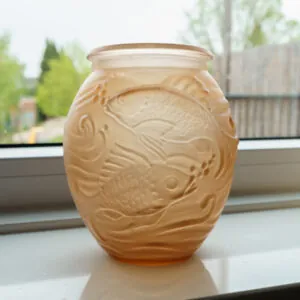 Souchon-Neuvesel Frosted Amber Glass "Poissons" Vase - vaas van mat amberkleurig glas (foto 3)
