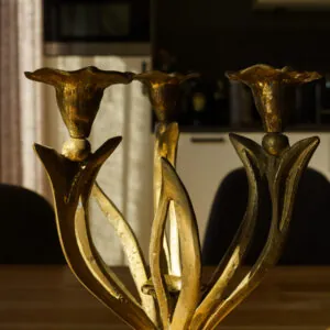 Art Nouveau Style Solid Brass Four-Light Candelabra - vierarmige messing kandelaar (foto 13)