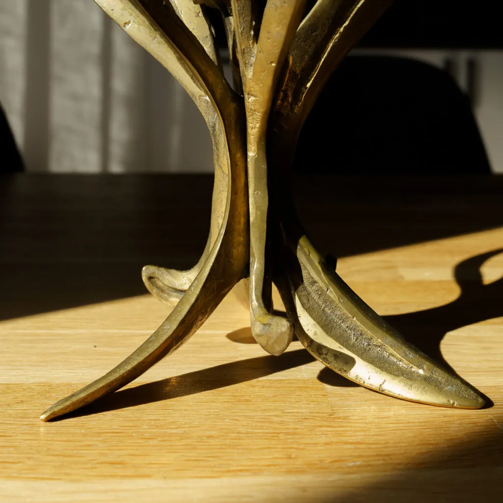 Art Nouveau Style Solid Brass Four-Light Candelabra - vierarmige messing kandelaar (foto 3)