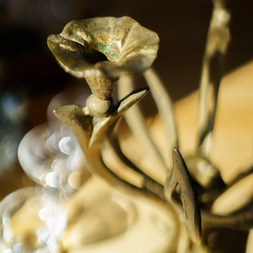 Art Nouveau Style Solid Brass Four-Light Candelabra - vierarmige messing kandelaar (foto 5)